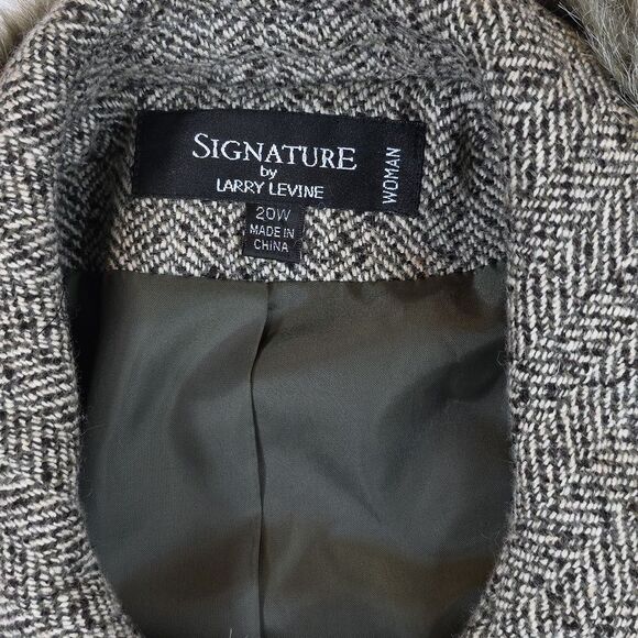 Vintage Style Signature By Larry Gray Texured Coat Set With Wide Legged Trousers - Picture 9 of 16